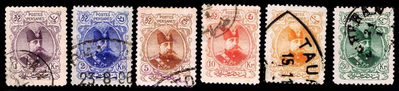 Iran Scott#357-362  MOZAFFAR-EDDIN SHAH QAJAR - USED - VF - CV$30.00