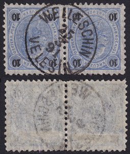 Austria - 1890 - Scott #55 - used pair - WELLESCHIN pmk Czech Republic