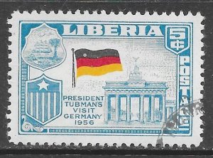 Liberia 369: 5c German Flag, Brandenburg Gate, used, VF