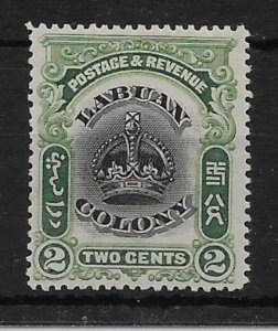 LABUAN SG118a 1902 2c BLACK & GREEN p14-15 MTD MINT