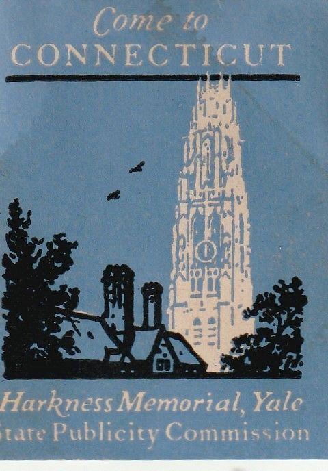 Great Harkness Memorial, Yale, Connecticut US Poster Stamp. 1930's. 45x58mm 