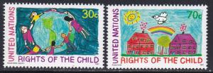 U.N. - New York # 593-594, Rights of the Child, NH, Half Cat