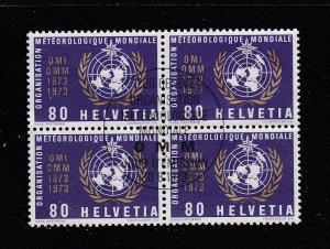 Switzerland  Scott#  8O13  Used Block of 4  (1973 Int'l Meteorological Coop