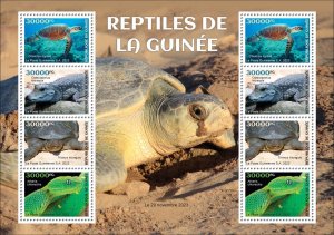 GUINEA 2023 M/S 8V - REPTILES - TURTLE TURTLES CROCODILE SNAKES SNAKES - MNH-