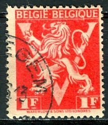 Belgium; 1944: Sc. # 344; Used  Victory Single Stamp