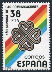 Spain 2331 two stamps, MNH. Michel 2591. World Communications Year WCY-1983.