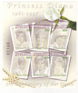 Micronesia 2002 - Princess Diana - Sheet of 6 Stamps - Scott #496 - MNH