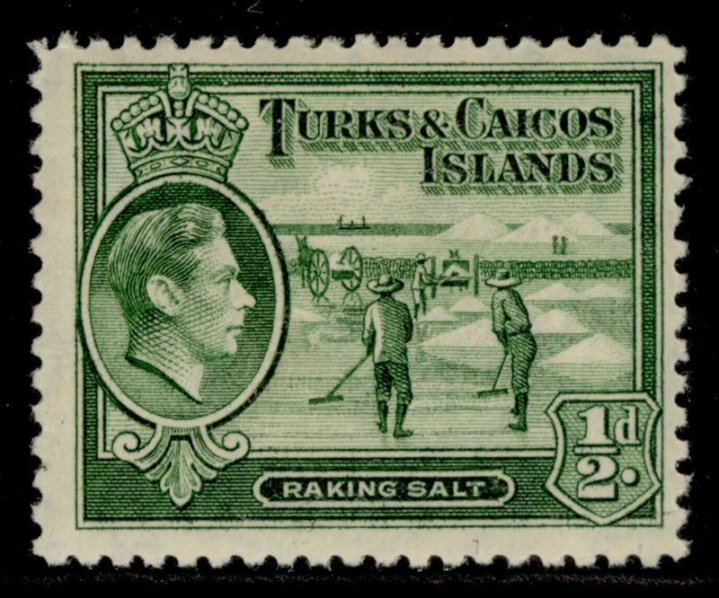 TURKS & CAICOS ISLANDS GVI SG195, ½d yellowish green, M MINT. Cat £9. 