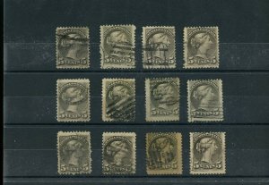 12 x 5 cent Small Queen lot Canada used