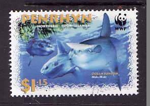 Penrhyn -Sc#464- id5-used $1.15 Ocean Sunfish-Marine Life-Fish-WWF-2003-