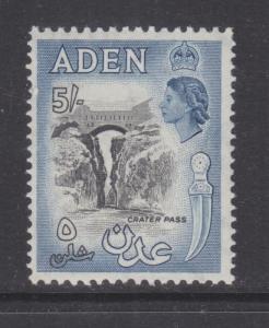 ADEN, 1956 QE, Script CA, 5s. Black & Deep Dull Blue, lhm.