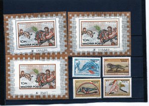 HUNGARY 1978 PAINTINGS/ROMAN MOSAICS SET OF 4 STAMPS & 3 S/S PERF. & IMPERF. MNH