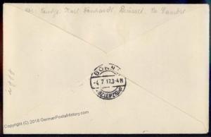 Germany WWI Belgium Occ 2Fr50c Mi 24 EF Registered Censor Cover 56219