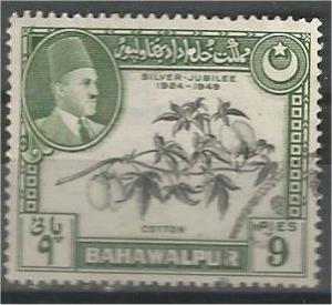 BAHAWALPUR, 1949, used 9p, Cotton,  Scott 24