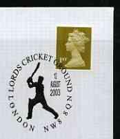 Postmark - Great Britain 2003 cover for Lords Cricket Gro...