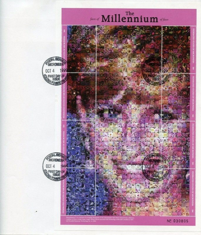 MICRONESIA 1999 MILLENNIUM PRINCESS DIANA PHOTOMOSAIC SHEET FIRST DAY COVER 