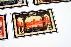 COLOR PRINTED GABON 1886-1933  STAMP ALBUM PAGES (14 illustrated pages)