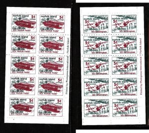 Norfolk Island-Sc#670a-1a-two unused NH  booklet panes-Planes-1999-
