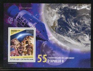 CENTRAL AFRICA 2023 55th ANNIVERSARY OF THE LAUNCH OF APOLLO 8 S/SHEET MINT NH