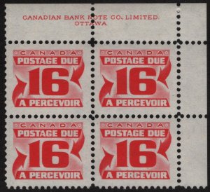 Canada SC#J37 16¢ Postage Due CBNC Inscription Block (1973) MNH