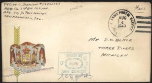 Hawaii USA 1943 US Army Military Territorial Mail Cover 109153