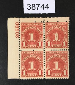 US STAMPS # J80 MINT OG NH PLATE BLOCK LOT #38744