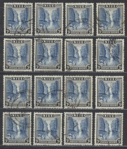 Niue Sc# 103 Used lot/16 1950 3sh Matapa Chasm