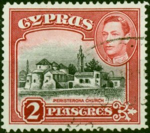 Cyprus 1944 2pi Black & Carmine SG155c P.12.5 x 13.5 Fine Used