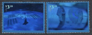 United States #3411a-b 2 x $3.20 Escaping the Gravity of Earth. Two singles. MNH