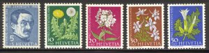 Switzerland Scott B298-302 MNHOG - 1960 Semi Postals Set - SCV $6.00