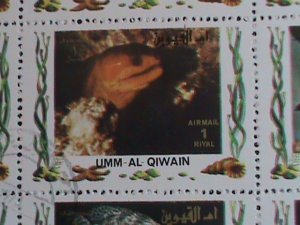 ​UNN AL QIWAIN :MARINE LIFE-TROPICAL FISHES STAMPS CTO LARGE FULL SHEET VF