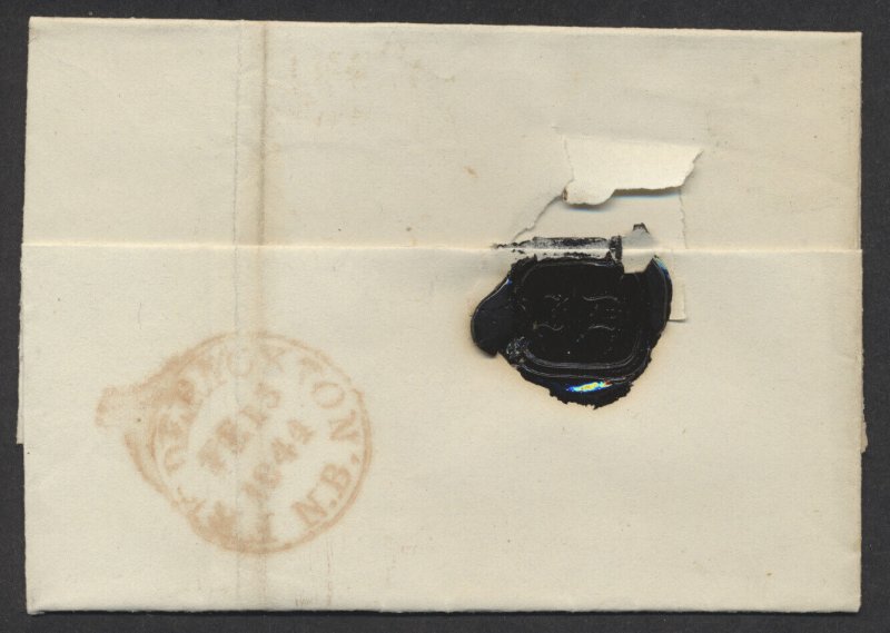 1844 New Brunswick SFL Miramichi NB PAID 1/6 to Fredericton