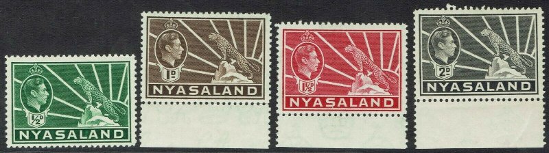 NYASALAND 1938 KGVI LEOPARD 1/2D TO 2D MNH **