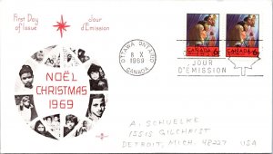 Canada 1969 FDC Christmas Cover - Ottawa, Ont - Pair - F76563