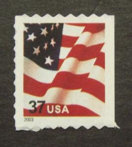 3625 MNH (37c) Flag 02 die cut 8, bklt single - (3888)