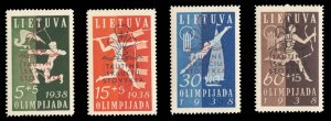 Lithuania #B47-50 Cat$25, 1938 Boy Scout Jamboree, set of four, lightly hinged