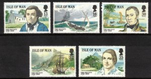 ISLE OF MAN 1989 Mutiny on the Bounty; Scott 389-93, MNH