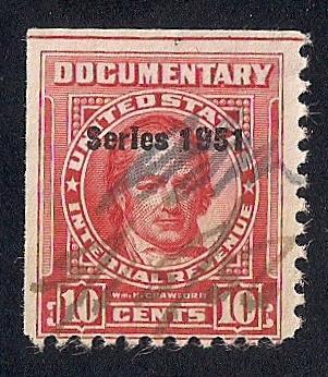 #R567 10 cents W. H. Crawford 1951 Documentary Stamp used F