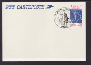 France MI P149 Statue of Liberty Postal Card U/A FDC
