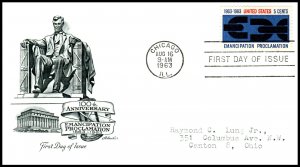 US 1233 Emancipation Proclamation Artmaster Typed FDC