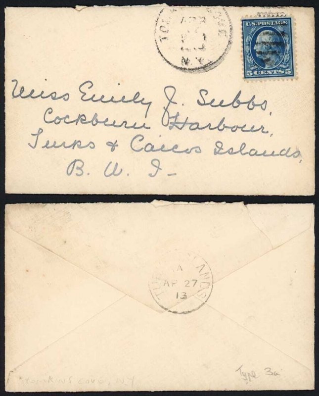 Turks and Caicos 1927 Cover from the USA to Cockburn Harbour