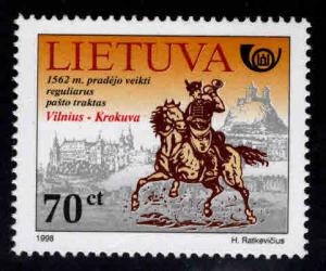 LITHUANIA Scott 611 MNH** 1998 Vilnius Cracow postal route