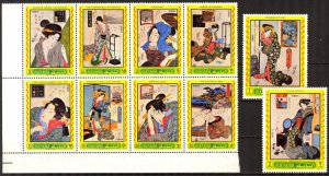 Manama / Ajman 1972 Art Paintings of Japan Eisen set of 10 MNH