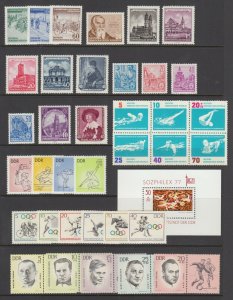 German Dem Rep Sc 148/B185 MNH. 1953-77 issues, sets & singles, 36 stamps, VF