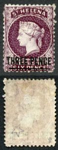 St Helena SG12 3d Perf 12.5 Surcharge type A Part gum Cat 150 pounds