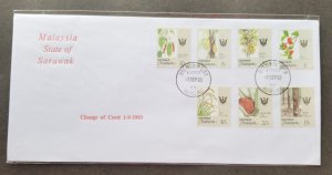 *FREE SHIP Malaysia Sarawak Change Of Crest 1993 Agro Fruit Crop Rubber (FDC)