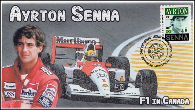 CA17-010, 2017, FDC, F1 in Canada, Ayrton Senna, Day of Issue,