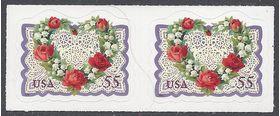 #3275 55c Love Heart & Flowers Pair 1999 Mint NH