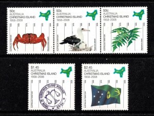 Christmas Island 2008 50th Anniversary  Set of 5 MNH