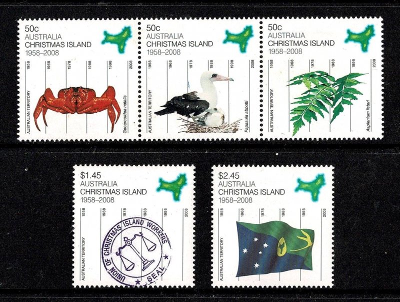 Christmas Island 2008 50th Anniversary  Set of 5 MNH